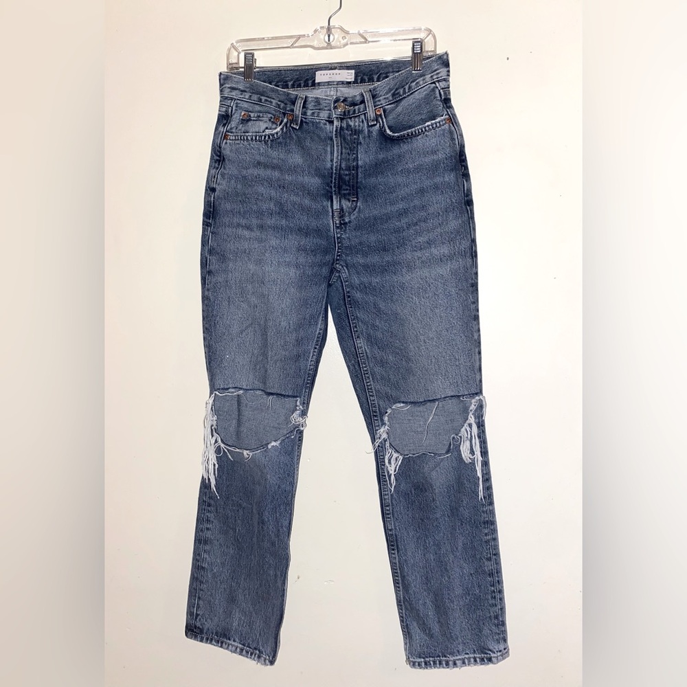 Topshop Distressed High Rise Dad Jeans Size 8